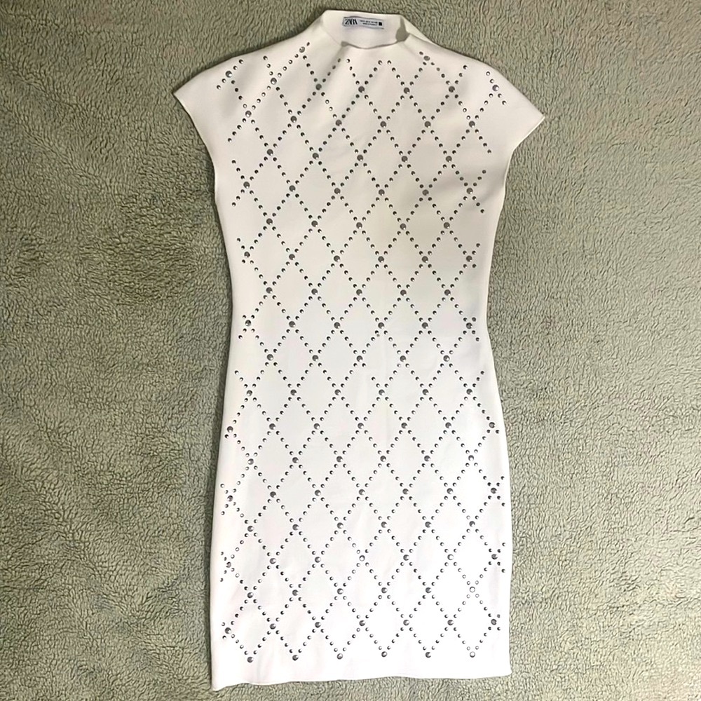 Zara White and Silver Mini Dress